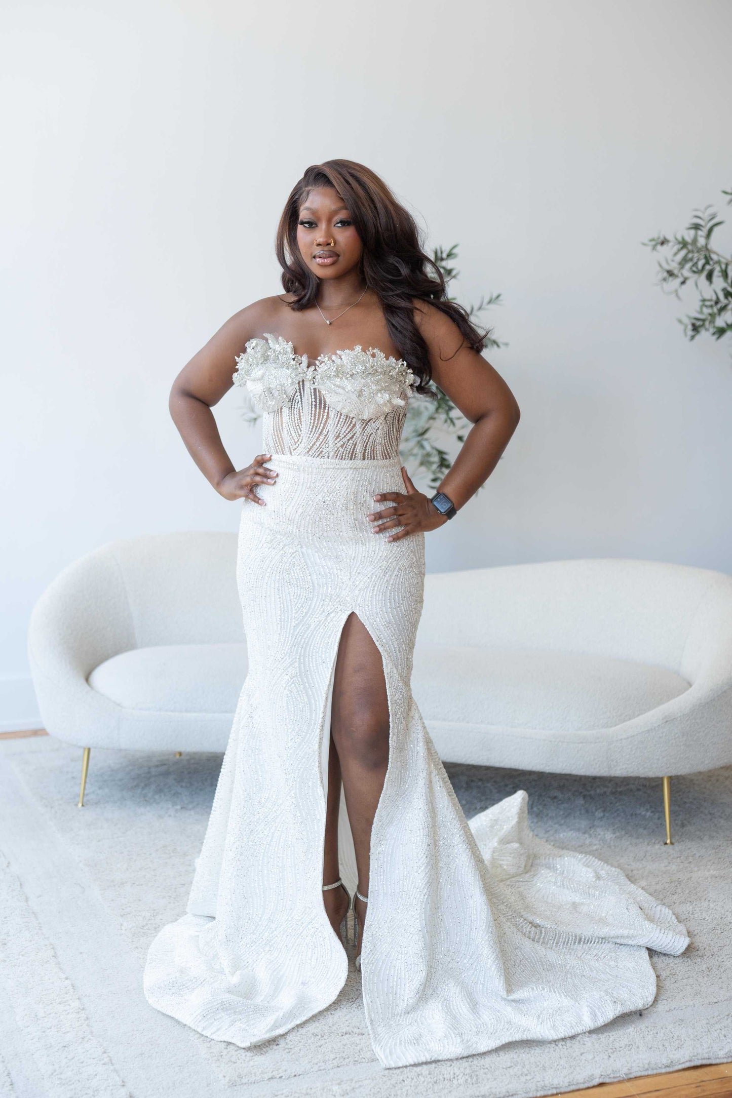 White Silver Corset Mermaid Prom Dress Gown