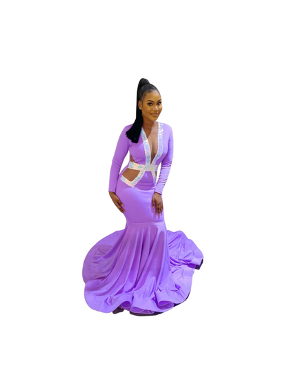 Lilac Flared Dress with Sequence.