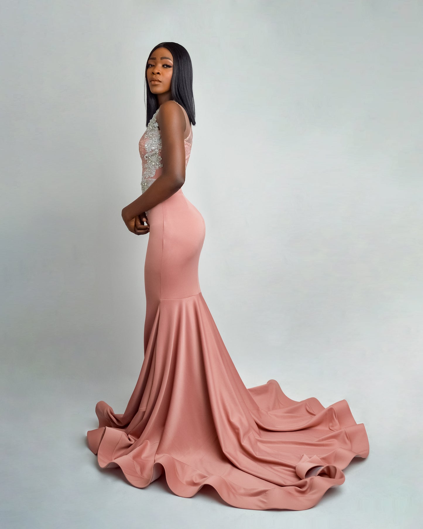 Sleeveless Mesh Gown